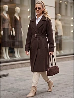 Elegantný dámsky kabát s priliehavým strihom a hnedým opaskom FashionStreet NY0794 Elegantný dámsky kabát s priliehavým strihom a hnedým opaskom FashionStreet NY0794