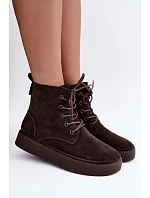 Kožené semišové zateplené kotníčkové boty Sergio Leone BT-30 Hnědé Kožené semišové zateplené kotníčkové boty Sergio Leone BT-30 Hnědé