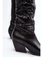 Dámske kožené kovbojské topánky na vysokom podpätku Black Sloana Dámske kožené kovbojské topánky na vysokom podpätku Black Sloana