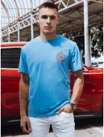 Pánske svetlomodré tričko s potlačou FashionStreet RX5492