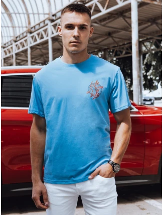 Pánske svetlomodré tričko s potlačou FashionStreet RX5492