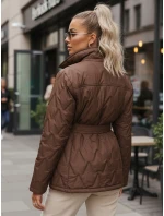 Dámska prechodná bunda s prúžkom hnedá FashionStreet TY5586