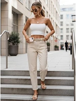 Dámske džínsy Mom Fit s vysokým pásom v farbe ecru, FashionStreet UY3089
