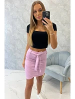 Obálková sukňa s viazaním v páse fialová