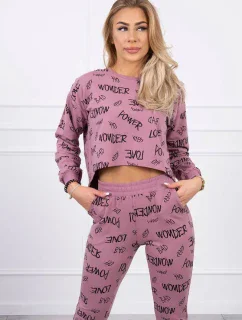 Sada s nápismi tmavo ružová