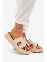 Piankowe Klapki Z Wycięciami Beżowe Neladith