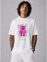 Pánske oversize tričko s potlačou medvedíka biele FashionStreet NX1030R Pánske oversize tričko s potlačou medvedíka biele FashionStreet NX1030R