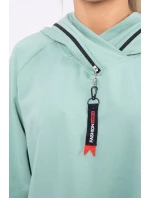 Tmavo mätová tunika na zips s kapucňou Oversize