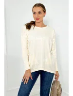 Sveter s prednými vreckami ecru