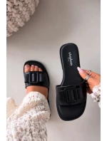 Dámské pantofle na ploché podrážce s přezkou Černé Melivra