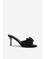 Dámske lodičky na podpätku s mašľou a imitáciou semišu Black Magnolia Dámske lodičky na podpätku s mašľou a imitáciou semišu Black Magnolia