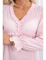 Šaty s ozdobnými volánikmi púdrovo ružové