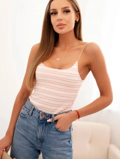 Dámske pruhované tielko v púdrovo ružovej farbe