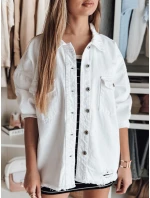 Dámska nadrozmerná džínsová bunda JUSTDEM biela FashionStreet TY4903 Dámska nadrozmerná džínsová bunda JUSTDEM biela FashionStreet TY4903