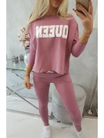 Sada s potlačou Queen tmavo ružová
