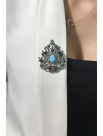 Brošňa XZ459-191 strieborná + modrá