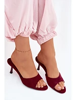 Sandály z imitace semiše na podpatku bordové Melissea