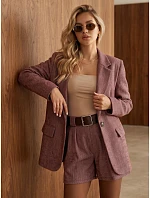 Dámske sako s kockovaným vzorom v bordovej farbe, FashionStreet PY0153 Dámske sako s kockovaným vzorom v bordovej farbe, FashionStreet PY0153
