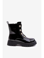 Damskie Ocieplane Botki Z Ozdobnymi Guzikami D&A MR870-51 Czarne