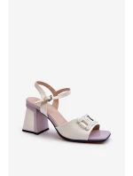 Eleganckie Sandały Na Słupku Z Ozdobą Białe D&A MR38-156
