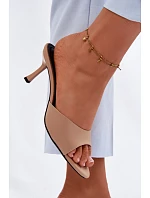 Dámské sandály na podpatku látkové Béžové Selmira