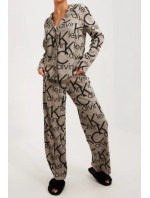 Dámsky vrchný diel pyžama QS6848E 5VM béžová / čierna - Calvin Klein