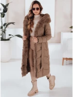 Dámska zimná dlhá prešívaná bunda s umelou kožušinou FashionStreet TY5086