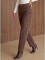 Dámske džínsy s balónovým strihom s hnedým leopardím vzorom FashionStreet UY3177 Dámske džínsy s balónovým strihom s hnedým leopardím vzorom FashionStreet UY3177