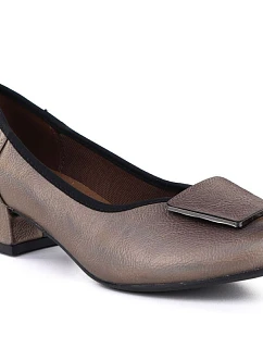 Dámske pohodlné zlaté lodičky na klinoch M.Daszynski SA279-1 3