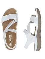 Pohodlné dámske sandále na suchý zips s gumičkami biele Rieker 64870-81 Pohodlné dámske sandále na suchý zips s gumičkami biele Rieker 64870-81