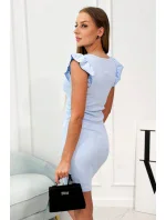 Šaty s nariasenými rukávmi modré