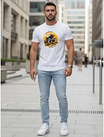 Pánske bavlnené tričko s motorkárskou potlačou biele FashionStreet NX5095R
