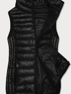 Čierna dámska vesta so stojatým golierom (B8233-1)