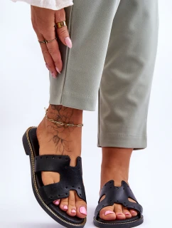 Zazoo 40326 Damskie Klapki Z Ozdobnymi Wycięciami Czarne