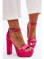 Kožené sandále na vysokom podpätku a platforme Pink Sky Dream