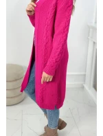 Sveter Cardigan kockovaný kockovaný fuchsiový