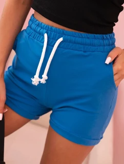 Dámske bavlnené šortky s elastickým pásom a viazaním v karmínovej farbe