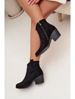 Dámské perforované kotníkové boty na podpatku S.Barski HY61-8013 Černé