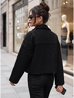 Krátky dámsky kabát typu „baranek“ na zips, čierny, FashionStreet TY6059 Krátky dámsky kabát typu „baranek“ na zips, čierny, FashionStreet TY6059