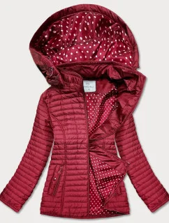 Červená dámska bunda s bodkovanou podšívkou (SF8981)
