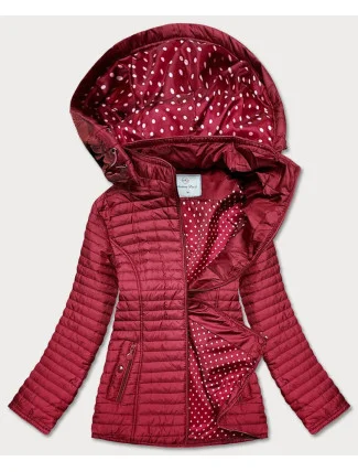 Červená dámska bunda s bodkovanou podšívkou (SF8981) Červená dámska bunda s bodkovanou podšívkou (SF8981)