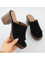 Dámske semišové žabky na ihličkách čierne Potocki 54309