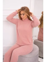 Dvojdielny sveterový set alpaka tmavo púdrovo ružový