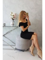 Pruhované volánikové šaty čierne Pruhované volánikové šaty čierne