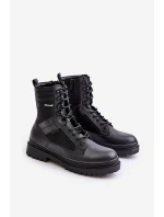 Skórzane Trapery Botki Męskie Ocieplane Big Star OO174164 Czarne