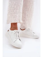 Skórzane Sneakersy Damskie Na Platformie Vinceza 88018 Białe