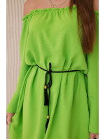Šaty viazané v páse so šnúrkou svetlo zelená