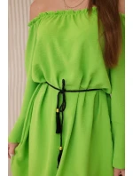 Šaty viazané v páse so šnúrkou svetlo zelená Šaty viazané v páse so šnúrkou svetlo zelená