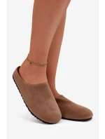 Dámské pantofle z eko semiše Khaki Kalvess
