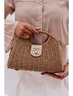 Pletená Malá Kabelka s Odnímatelným Páskem Hnědo-Zlatá Delphine